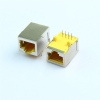 RJ45 horizontal connector, 8P8C shielded network cable interface without indicator lights, yellow