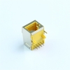 RJ45 horizontal connector, 8P8C shielded network cable interface without indicator lights, yellow