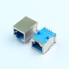 RJ45母座连接器网口网线接口10P8C网络插座无灯屏蔽蓝色
