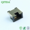 RJ45 PCB mount centered, ultra-thin connector interface 8P8C with LED crystal plug network socket