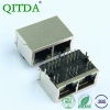 RJ45百兆网口连接器双口带变压器滤波器10P8C带灯以太网络母座子