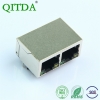 RJ45百兆网口连接器双口带变压器滤波器10P8C带灯以太网络母座子
