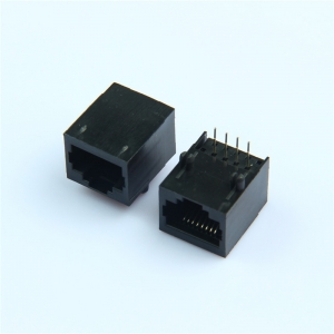 RJ45网口母座卧式连接器网线接口8P8C无灯网络水晶头插座全塑