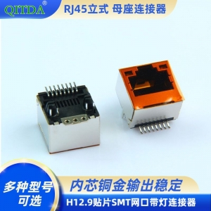 RJ45立式H12.9贴片SMT直脚带灯网口网络座子连接器网线接口