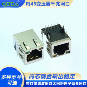 RJ45连接器10P10C带千兆变压器带灯带滤波器以太网络座子母头网口