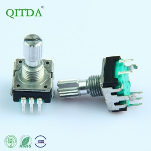 EC12S金属轴360度旋转脉冲编码器24P带开关DVD车载增量式编码器