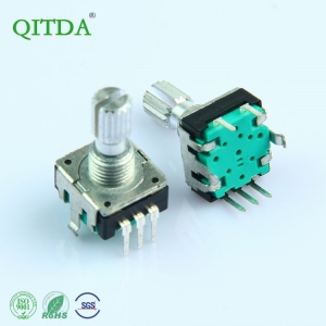 EC12S金属轴360度旋转脉冲编码器24P带开关DVD车载增量式编码器