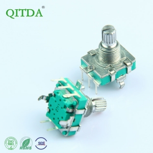 EC16S encoder with a press switch, 360-degree rotation, metal bushing,梅花轴 (plum blossom shaft), short ceramic cooktop oven encoder factory