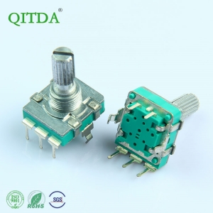 EC16S encoder with a push-button switch, 360-degree rotation, metal bushing,梅花轴 (camshaft), length 20KC pulse encoder manufacturer