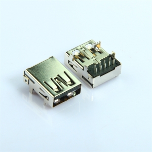 USB3.1 TYPE A母座连接器卧式DIP 90度9针直脚10G Gen 2屏蔽接口座子母头黑胶