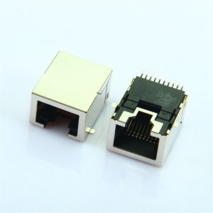 RJ45超薄连接器母座10P10C贴片SMT接口RJ50无灯座子带屏蔽