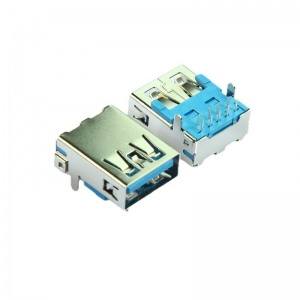 USB3.0母座连接器卧式DIP 90度9针直脚屏蔽接口座子母头