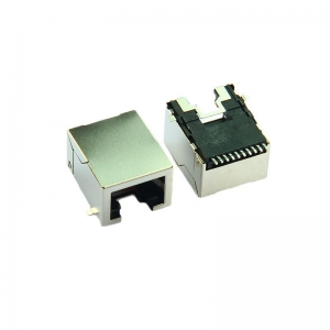 RJ45超薄连接器母座10P10C贴片SMT接口RJ50无灯座子带屏蔽