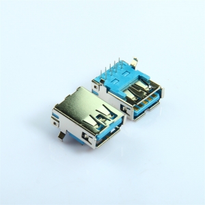 USB3.0母座连接器卧式DIP 90度9针直脚屏蔽接口座子母头