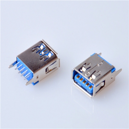 USB 3.0 AF 180D DIP 带卷边 L13.7mm