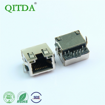 Through-hole RJ45 Ethernet socket with 8P8C connector, 3.0mm height, with indicator light, no spring
