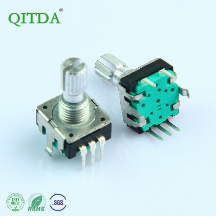 EC12S金属轴360度旋转脉冲编码器24P带开关DVD车载增量式编码器
