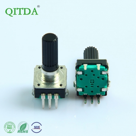 EC12 Plastic Handle with Key Switch, Unlimited 360-Degree Rotating Pulse Encoder, 24-Bit Vertical Through-Hole"