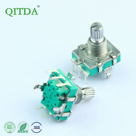 EC16S encoder with a press switch, 360-degree rotation, metal bushing,梅花轴 (plum blossom shaft), short ceramic cooktop oven encoder factory