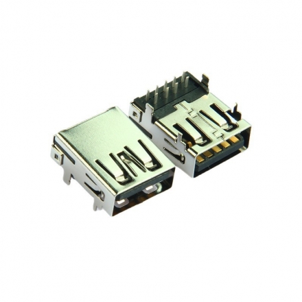 USB3.1 TYPE A母座连接器卧式DIP 90度9针直脚10G Gen 2屏蔽接口座子母头黑胶