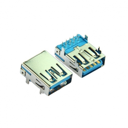 USB3.1 TYPE A母座连接器卧式DIP 90度9针直脚10G Gen 2屏蔽接口座子母头