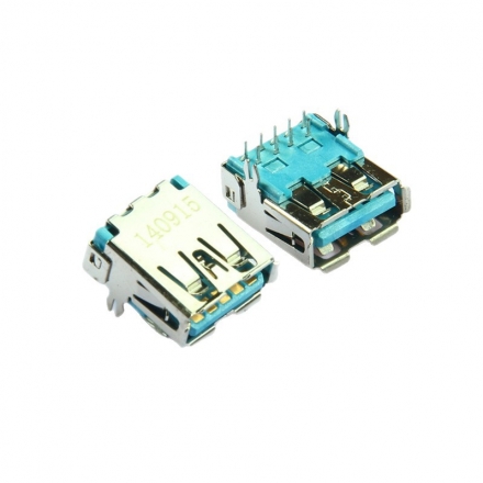 USB3.0母座连接器卧式DIP 90度9针鱼叉脚屏蔽接口座子母头