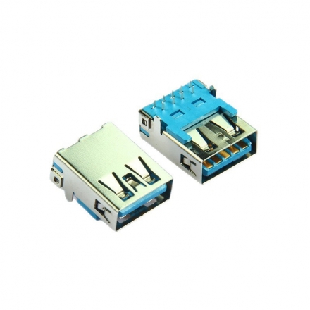 USB TYPE A 3.0母座连接器卧式DIP 90度9针直脚短直边接口座子母头