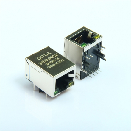 RJ45母座带变压器滤波器网口连接器百兆带灯网络座子DIP接口