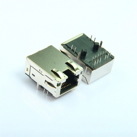 RJ45母座带变压器滤波器网口连接器10G带灯网络座子DIP接口 10G 万兆网口