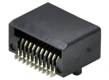 SFP+ 28G Connector, 20Pin, SMT, Tape Reel, Black