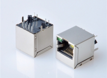 1X1带灯变压器RJ45插座 180度